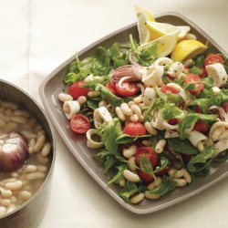 White Beans with Squid, Arugula, and Cherry Tomatoes recipe