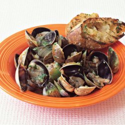 Grilled Clams with Lemon-Ginger Butter and Grilled Baguette recipe