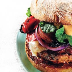 Grilled Turkey Burgers with Cheddar and Smoky Aioli recipe
