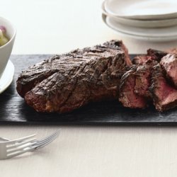 Grilled Lime-Curry-Rubbed Hanger Steak with Fresh Melon-Cucumber Chutney recipe