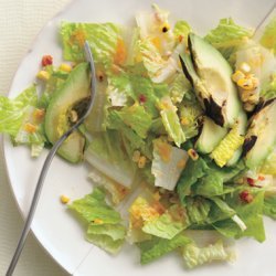 Romaine, Grilled Avocado, and Smoky Corn Salad with Chipotle-Caesar Dressing recipe