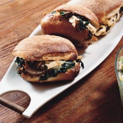 Warm Chicken Sandwiches with Mushrooms, Spinach and Cheese recipe