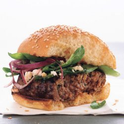 Greek Lamb Burgers with Spinach and Red Onion Salad recipe