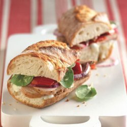 Roast Pork Sandwiches with Sweet Peppers and Arugula recipe
