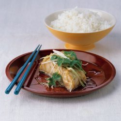 Steamed Striped Bass with Ginger and Scallions recipe