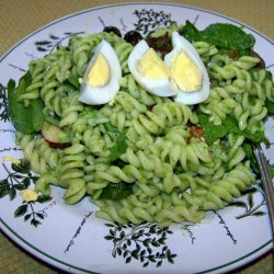 Mixed Herbed Pesto Dressed Pasta Salad With Garden... recipe