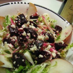 Frisee With Roasted Beet Pear And Blue Cheese recipe