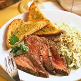 Pesto Steak With Croutons And Coleslaw recipe