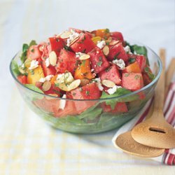 Tomato - Watermelon Salad With Feta And Almonds recipe