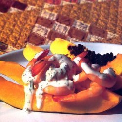 Papaya With Shrimp And Yogurt-dill Dressing recipe