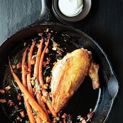 Pan-Roasted Chicken with Carrots and Almonds recipe
