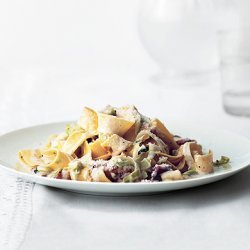 Creamy Pappardelle with Leeks and Bacon recipe