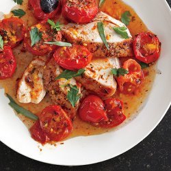 Chicken with Herb-Roasted Tomatoes and Pan Sauce recipe