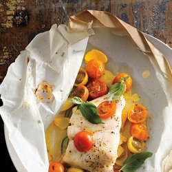 Fish Fillets with Tomatoes, Squash, and Basil recipe