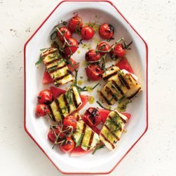 Grilled Halloumi with Watermelon and Basil-Mint Oil recipe