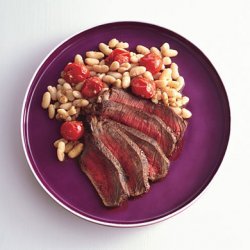 Spice-Rubbed Steak with White Beans and Cherry Tomatoes recipe