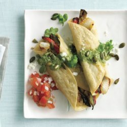 Zucchini and Red Pepper Enchiladas with Two Salsas recipe