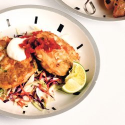 Jalapeño Crab Cakes with Slaw and Salsa recipe