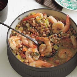 Garlicky Black-Pepper Shrimp and Black-Eyed Peas recipe
