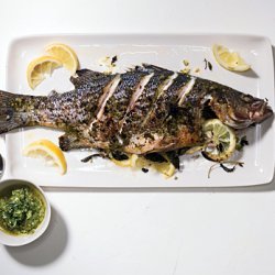 Whole Striped Bass with Lemon and Mint recipe