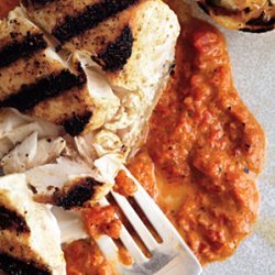 Grilled Halibut with Grilled Red Pepper Harissa recipe