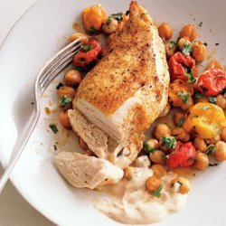 Roast Chicken Breasts with Garbanzo Beans, Tomatoes, and Paprika recipe