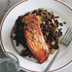 Salmon with Lentils and Mustard-Herb Butter (Saumon aux Lentilles) recipe