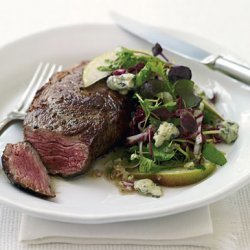 Rib-Eye Steaks with Radicchio, Pear, and Blue Cheese Salad recipe