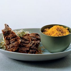Grilled Lamb Chops with Curried Couscous and Zucchini Raita recipe