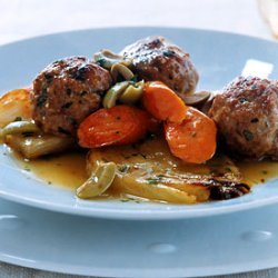 Veal Meatballs with Braised Vegetables recipe