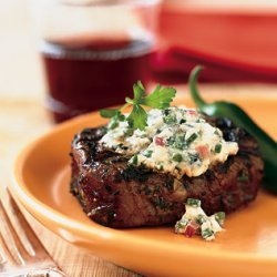 Grilled Steaks with Blue Cheese and Chiles recipe