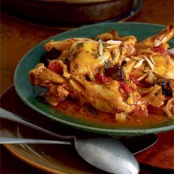 Moroccan Chicken with Eggplant, Tomatoes, and Almonds recipe
