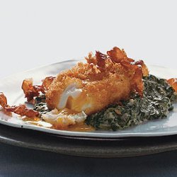 Deep-fried Poached Eggs With Creamed Spinach And S... recipe