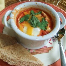 Baked Eggs With Salsa And Toast Points recipe