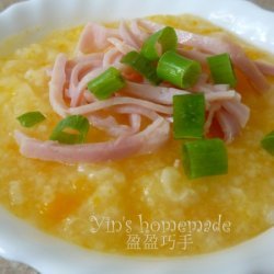 Pumpkin Porridge With Shaved Manuka Leg Hams recipe