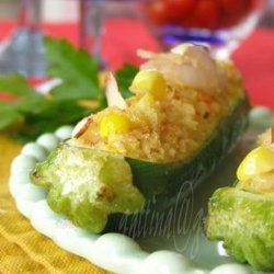Zucchini Boats With Corn Stuffing recipe