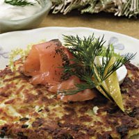 Rosti Potatoes With Smoked Salmon And Goat Cheese recipe