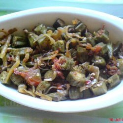 Okra With Onions And Tomatoes---- Fried Bhindi recipe