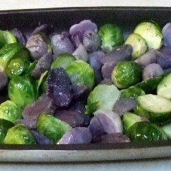 Holiday  Brussel Sprouts And  Purple Potatoes recipe