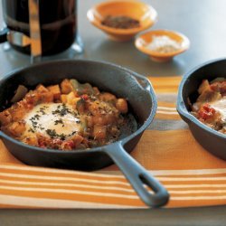 Damn Hot Peppers With Potato Hash With Baked Eggs recipe