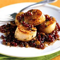 Pan-Seared Scallops with Champagne Grapes and Almonds recipe