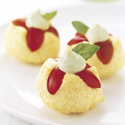 Cherry Tomato Polenta Tartlets with Basil Mayonnaise recipe