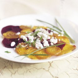 Beet Carpaccio with Goat Cheese and Mint Vinaigrette recipe