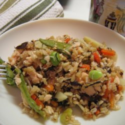 Warm Asian Brown Rice And Salmon Salad recipe