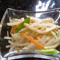 Sauted Potatoes And Fish Cakes Gamja Chae Bokkeum recipe