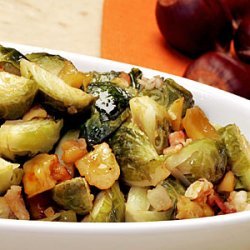 Braised Brussels Sprouts With Bacon And Chestnuts recipe