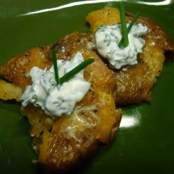 Crushed Potatoes With Chive Sour Cream recipe