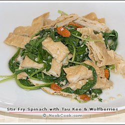 Spinach With Tau Kee And Wolfberries recipe
