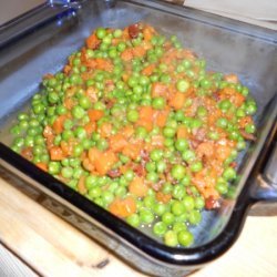 Peas And Carrots With Honey, Bacon, And Shallots recipe