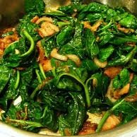 Wilted Spinach Salad And Garlicky Mushrooms recipe